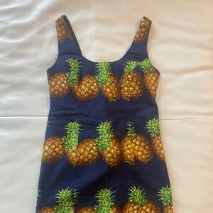 Vintage 2013 J.Crew Navy Blue Pineapple Shift Dress Size 6